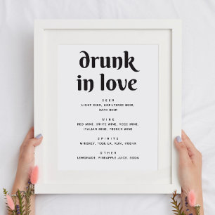 Poster Bebado apaixonado. Bebidas de casamento modernas m