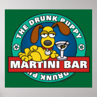 Poster bebado Bar Puppy Martini