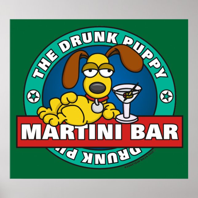 Poster bebado Bar Puppy Martini (Frente)