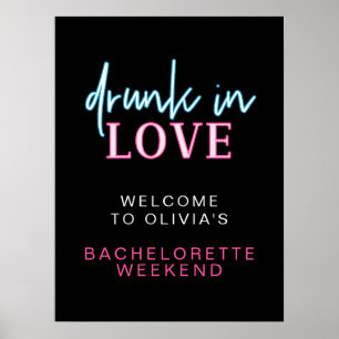 Poster Bebado LOLA Neon Apaixonado Bachelorette Bem-Vindo