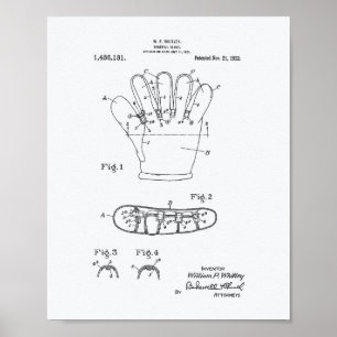 Póster Beball Glove 1922, Arte Patente - Livro Branco