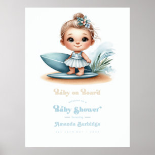 Poster Bebê a Bordo Boas-Vindas ao Chá de Bebê com Tema d