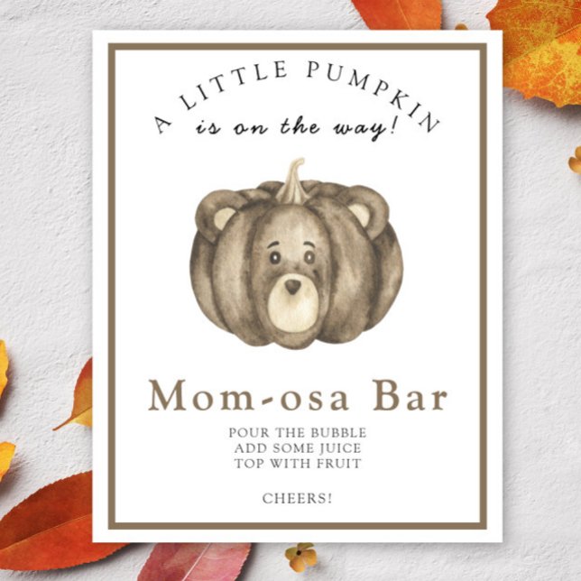 Poster Bebê abóbora de urso chá de revelação bar Momosa (Criador carregado)