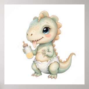 Poster Bebê Adorável Dino Wall Art - Decoração de enferma