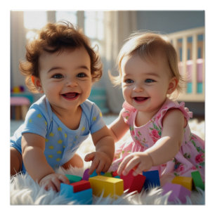 Póster Bebê Adorável Jogando em um Enfermeiro Sol