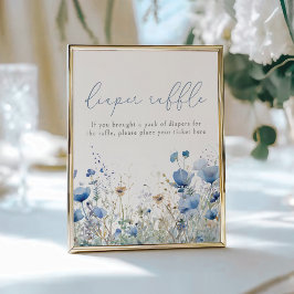 Poster Bebê Azul Na Fralda De Flor Floral Raffle