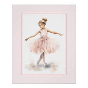 Póster Bebê Bailarina Aquarela