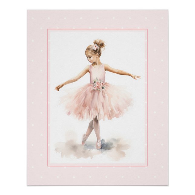 Póster Bebê Bailarina Aquarela (Frente)