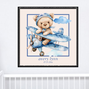 Poster Bebê-Bebê-Cute e Arte de Parede de Aviões Brinqued