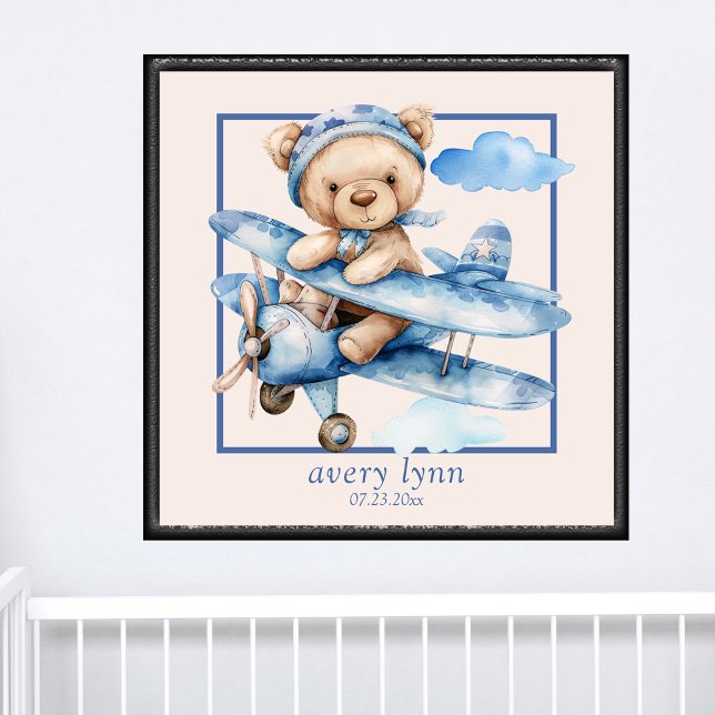 Poster Bebê-Bebê-Cute e Arte de Parede de Aviões Brinqued (Criador carregado)