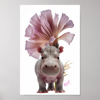Poster Bebê bonito Hippo - AI