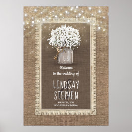 Poster Bebê Breath Mason Jar e Burlap Wedding Bem-vindo