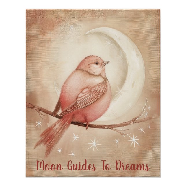 Póster Bebê canário dormindo na Lua (Frente)