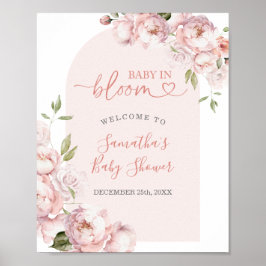 Poster Bebê Chá de fraldas de Flor Rosa em Blogue Bem-vin