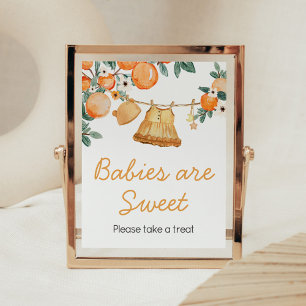Poster Bebê Clothesline Laranja Frutas Bebês são doces