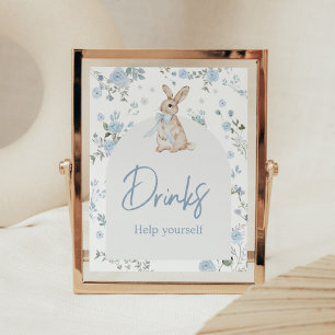 Poster Bebê Coelho Menino Bebidas para Chás de Bebê