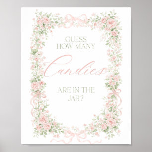Poster Bebê com Laço Floral em Flor Menina Adivinha Doces