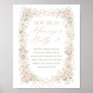 Poster Bebê com Laço Floral em Flor Menina Jogo de Barrig