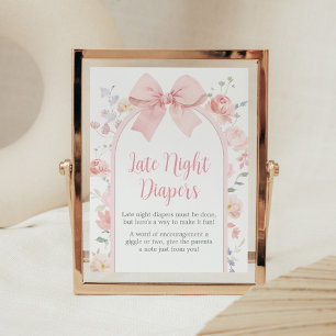 Poster Bebê cor-de-rosa floral Arco em Fraldas noturnas s