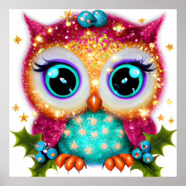 Poster Bebê Coruja Kawaii Fofo e Adorável (Frente)