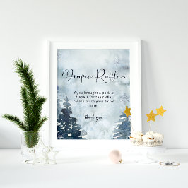 Poster Bebê da floresta de inverno está frio fora da rifa