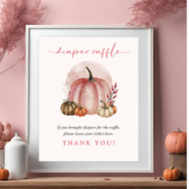 Poster Bebê de abóbora rosa Fralda Raffle Chá