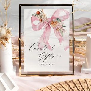 Poster Bebê de Arco Rosa Floral em Cartões de Sangue e Pr