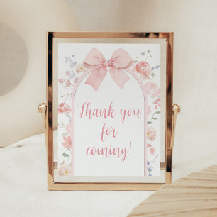 Poster Bebê de Arco Rosa Floral na Bloom Obrigado por vir