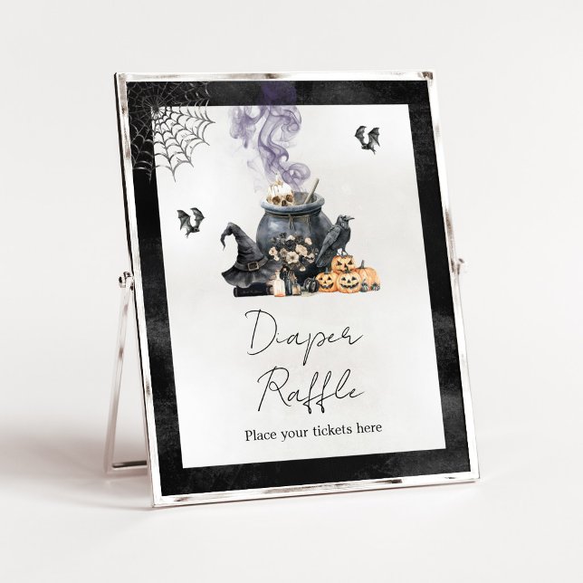 Poster Bebê de Caldeirão de Bruxa está Cozinhando Sinal d (A Baby is Brewing Halloween Baby Shower Diaper Raffle Sign)
