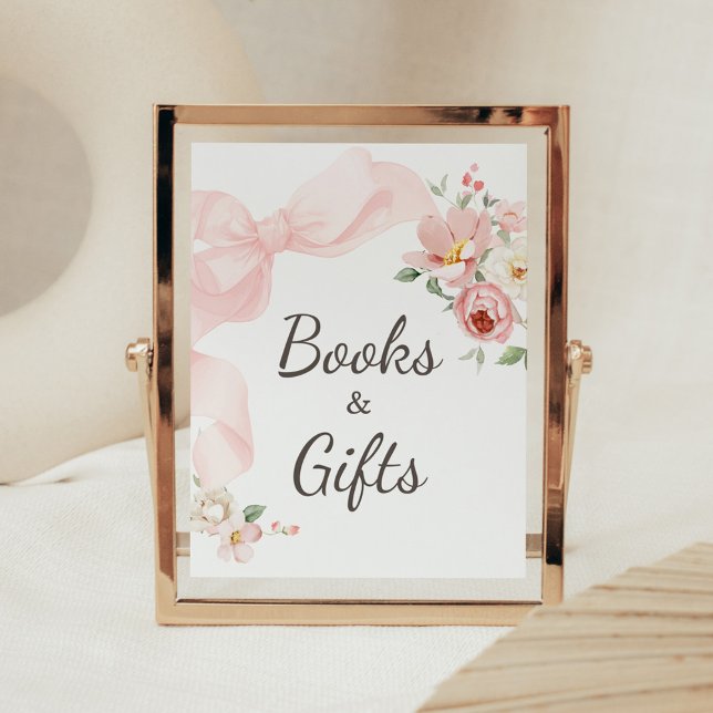 Poster Bebê de coquete Floral em Livros e Presentes de Sa (Baby in Bloom Floral Coquette Books and Gifts Sign)