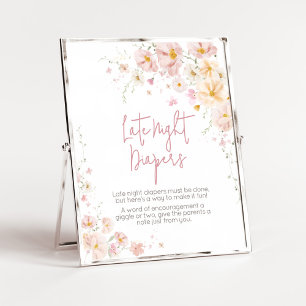 Poster Bebê de Flor Selvagem em Fraldas Noturnas Atrasada