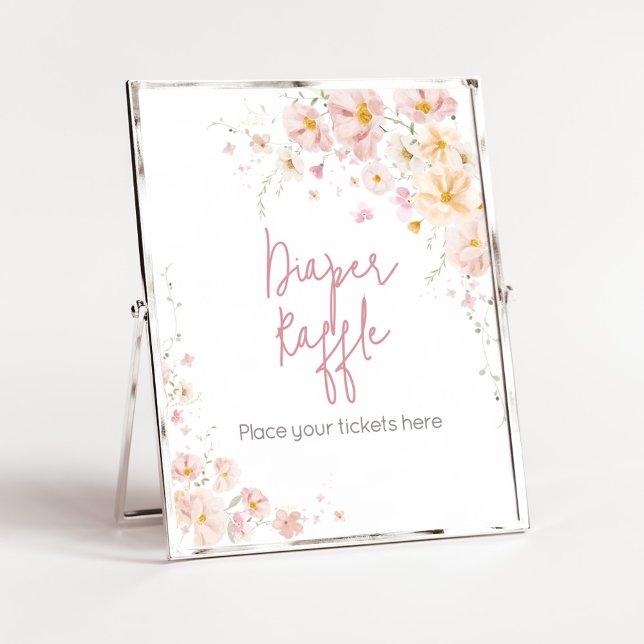 Poster Bebê de flor selvagem em Raffle de Fralda de Sangu (Baby in Bloom Baby Shower Diaper Raffle Sign)