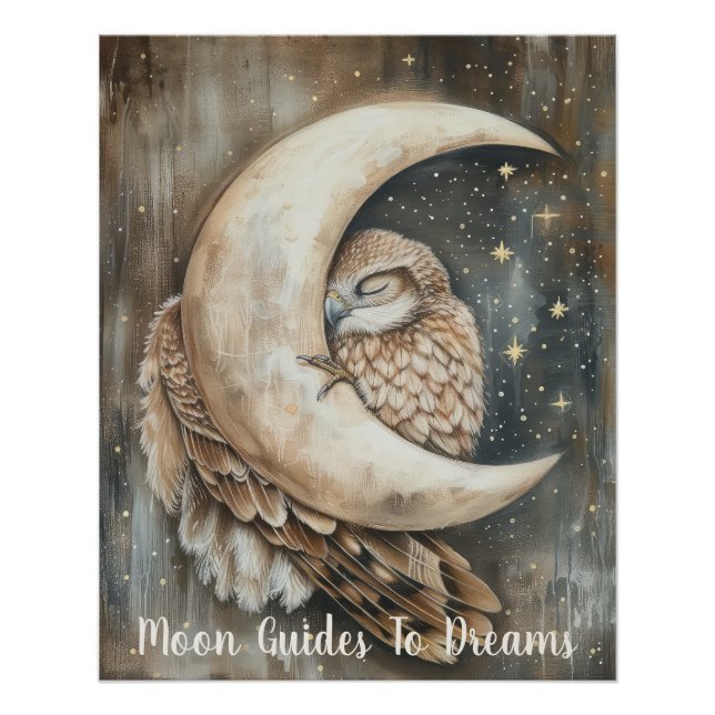 Póster Bebê de pássaro Hawk dormindo na Lua (Frente)