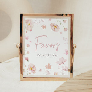 Poster Bebê de Primavera cor-de-rosa floral nos favores d