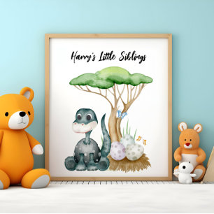 Poster Bebê Dinossauro Fofo Com Seus Irmãozinhos