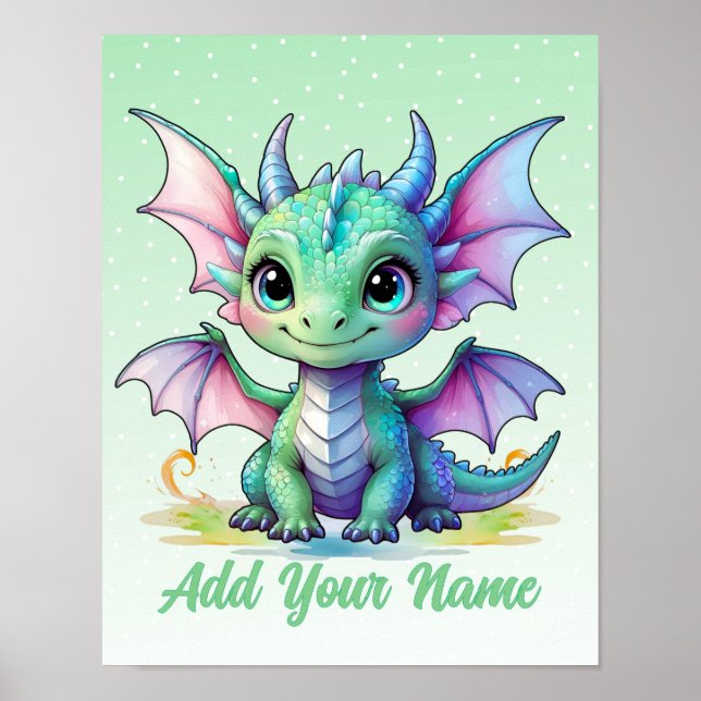 Poster Bebê Dragão - Arte de Ensino Personalizada (Frente)