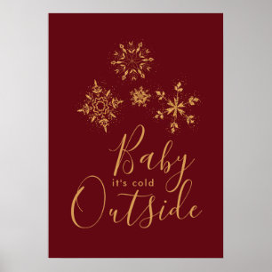 Poster Bebê é flocos de neve dourados exteriores frios