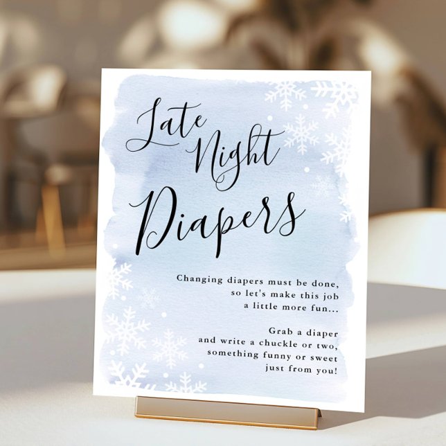 Poster Bebê É Frio Fora de Fraldas Noturnas Azuis Tarde (Criador carregado)