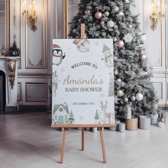 Poster Bebê É Frio Fora Do Chá de fraldas Sinal De Boas-V (Criador carregado)