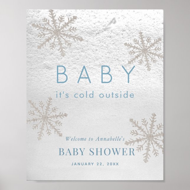 Poster Bebê É Frio Fora do Floco de Neve Chá de fraldas A (Frente)