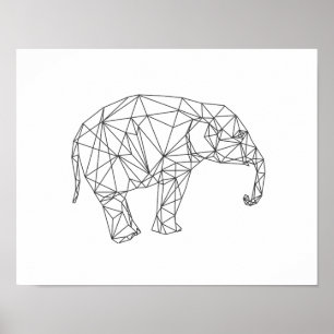 Póster Bebê elefante - arte de viveiro geométrica minimal