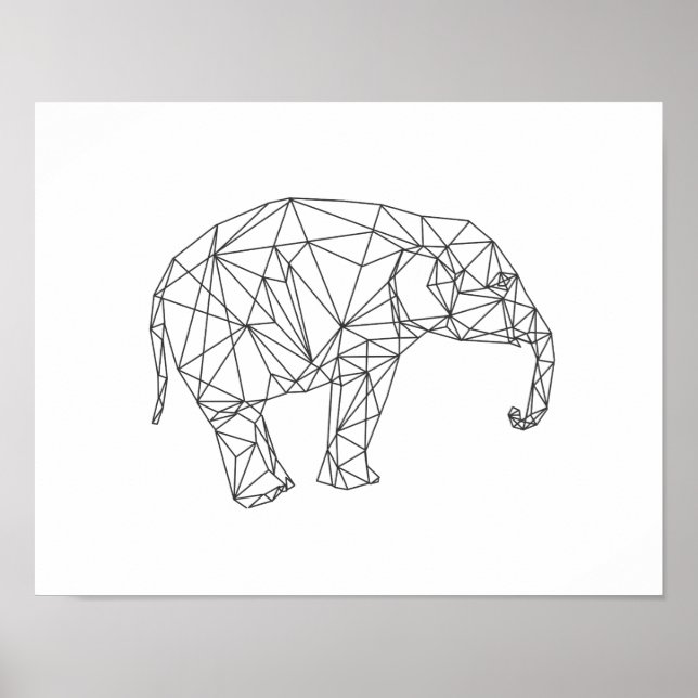 Póster Bebê elefante - arte de viveiro geométrica minimal (Frente)