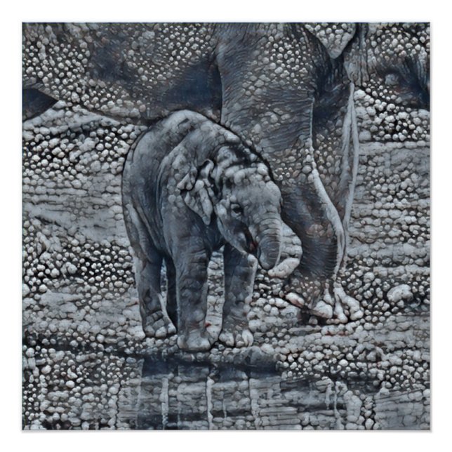 Póster bebê elefante de bolha engraçada (Frente)