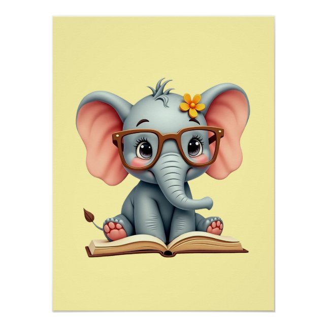 Póster Bebê Elefante Sábio (Frente)