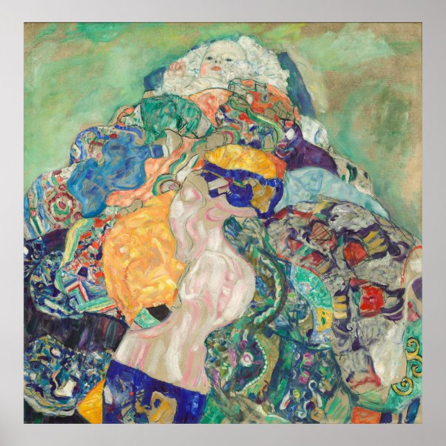 Poster Bebê em berço por Gustav Klimt (Frente)