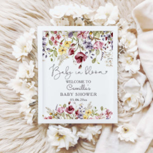 Poster Bebê Em Blogue Chá de fraldas De Flores Selvagens