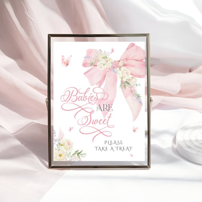 Poster Bebê em Bloom Bebês Rosa Floral Arcos São Doces (Criador carregado)