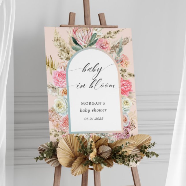Poster Bebê Em Bloom Bohemian Floral Chá de fraldas Invit (Criador carregado)