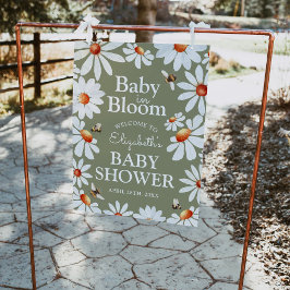 Poster Bebê em Bloom Watercolor Daisies & Bumblebee