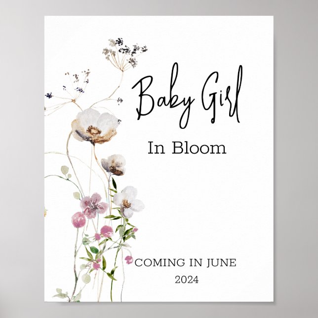 Poster Bebê em Bloom Wild Flower Chá Girl (Frente)